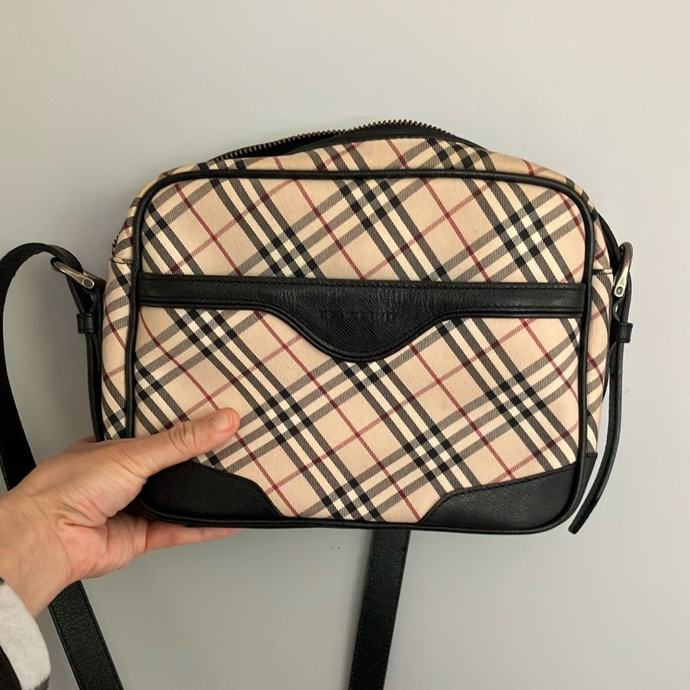 Plaid Crossbody Bag with Black Accents